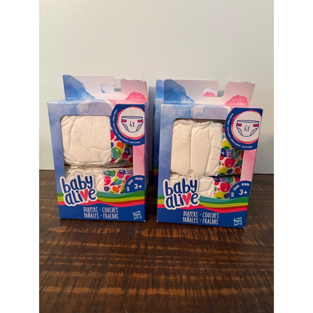 Baby Alive Doll Diaper Refill Lot of 4 Pack 6 Diapers Per Box NEW